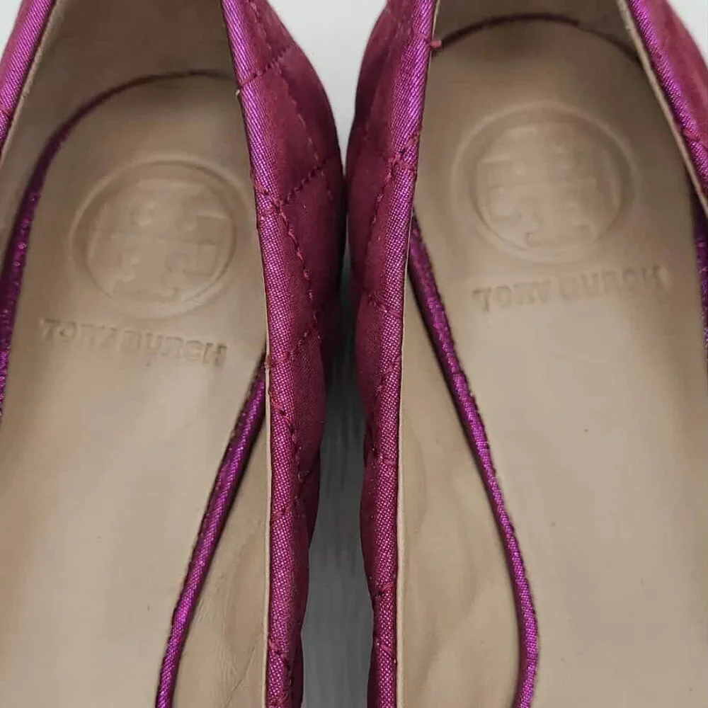 Tory Burch Metallic Fuschia Reva Flats size 7M NEW! NWT!